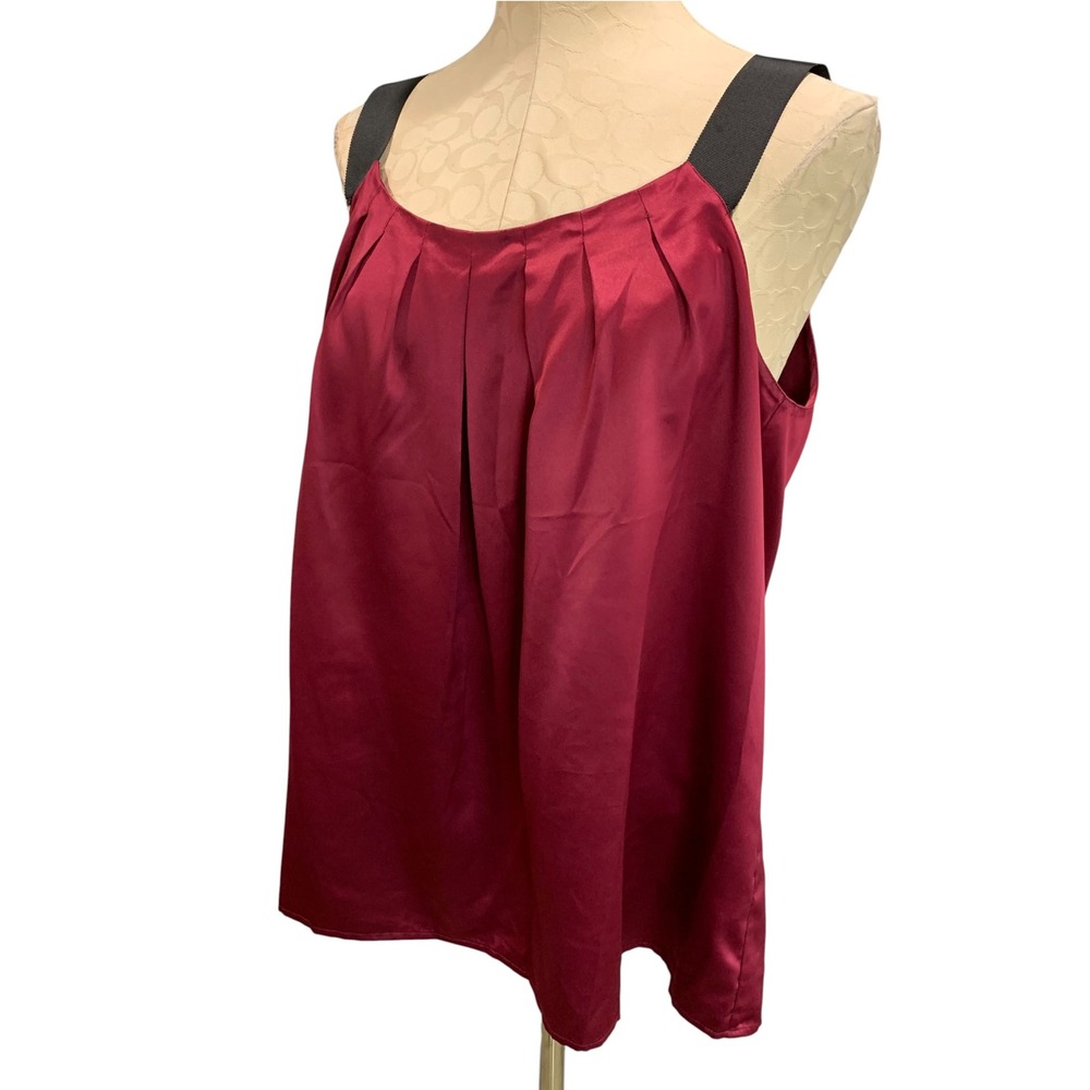 Size XL Loft Womens Silky Blouse Sleeveless Burgundy Grosgrain Strap